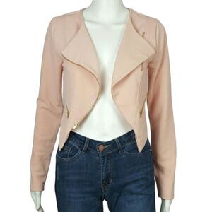 ‎Women's Blazer Open Front Pink Gold Zipper by Chocolate
